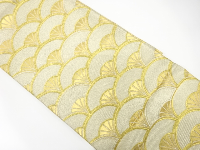 アンティーク　変わり青海波模様織り出し袋帯（着用可）